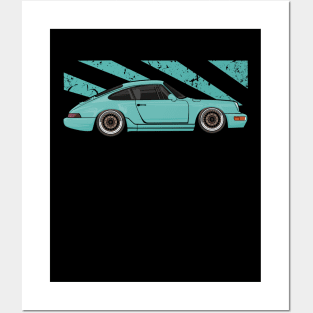 Tropical 911 964 Retro JDM Race Car Posters and Art